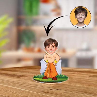 Personalized Cartoon Theme Funny Face Caricature Birthday Return Gift for Kids, Girls & Boys Solar Powered Moving Head for Car Dashboard & Table Decor (Chhota Bheem)